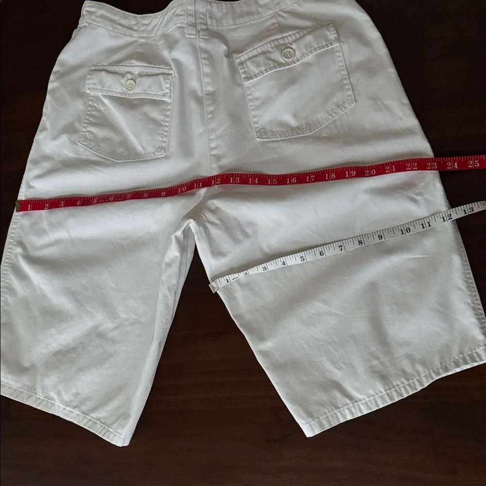 NEW YORK & COMPANY 100% COTTON JEAN SHORTS POCKETS CARGO UTILITY JORTS 12 WHITE